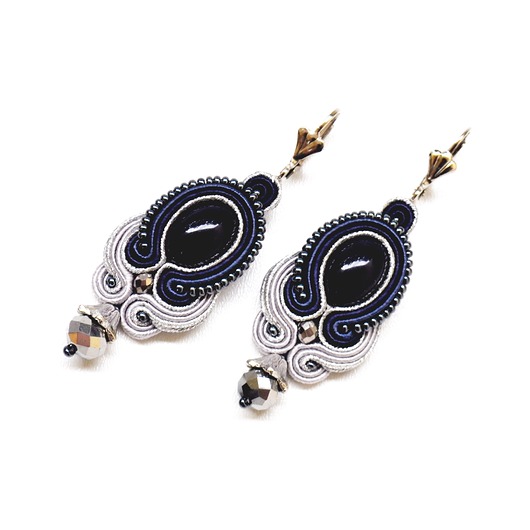 kolczyki soutache Sutaszowe kolczyki NAVY SILVER