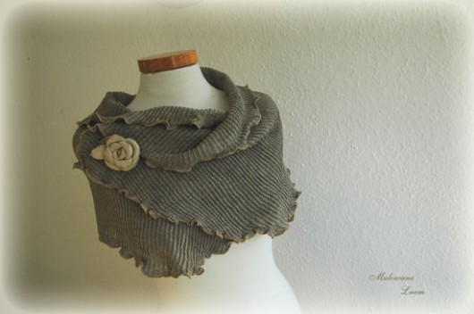 Grey scarf malowane lnem