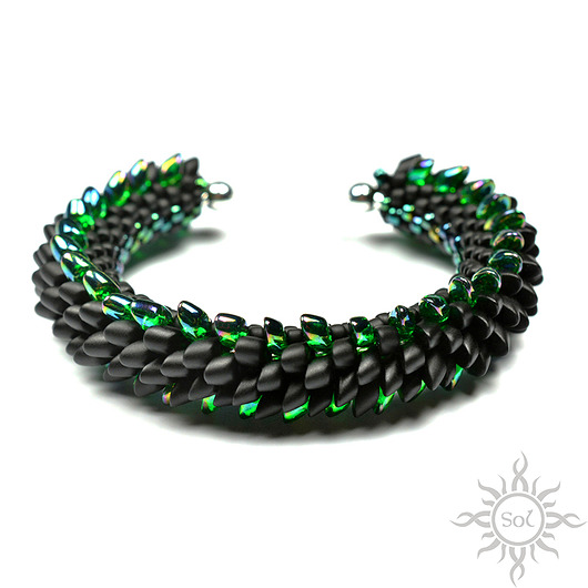 bransoletki ze szkła Sildrien, smocza bransoleta cuff, beading