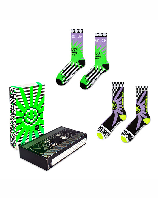 skarpetki damskie Zestaw skarpet fluorescencyjnych w pudełku - VHS UNITY & FREEDOM