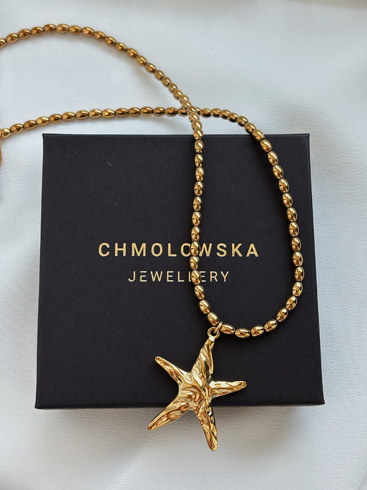 złote naszyjniki Naszyjnik hematyt i rozgwiazda