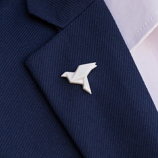 biżuteria męska Pin Broszka z Porcelany Origami Gołąbek