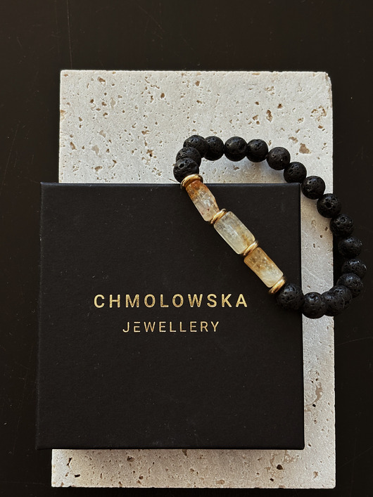 biżuteria męska Bransoletka męska Cytryn i Lawa