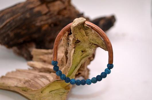 bransoletki - inne Bransoletka miedziana handmade z koralikami-agat