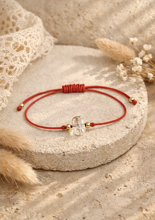 bransoletki na sznurku Bransoletka z Kryształem Górskim 