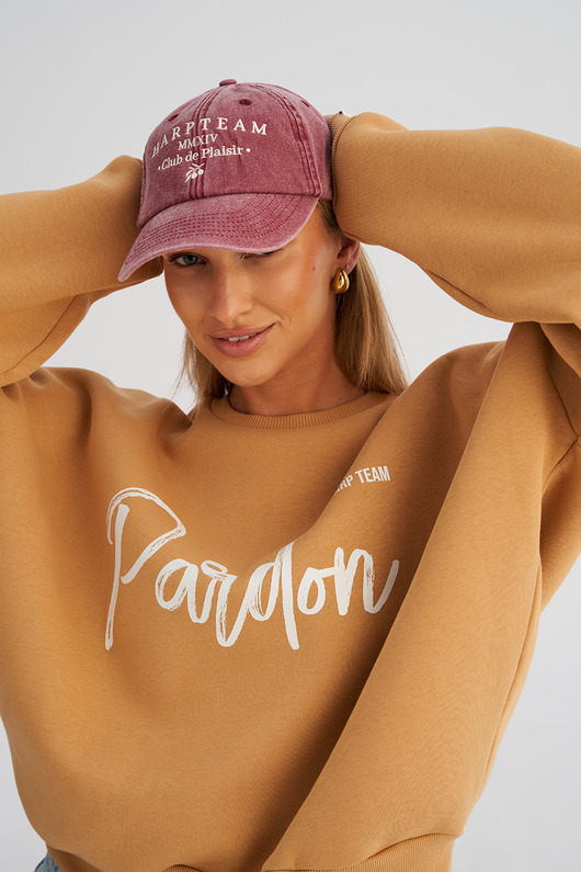 czapki damskie Sprana czapka z daszkiem VINTAGE bordowa