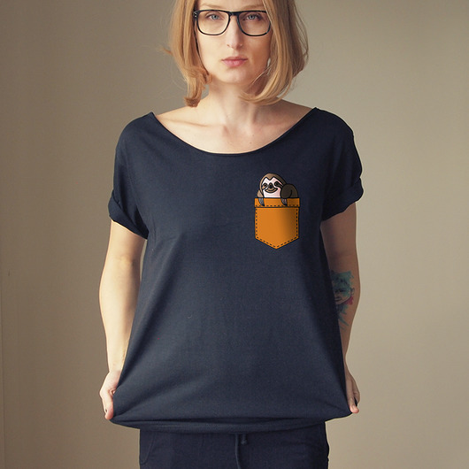 S-XXL Leniwiec w kieszonce Oversize  Czarny ONE MUG A DAY