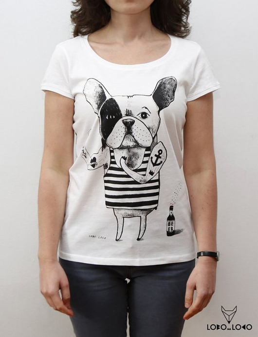 t-shirt damskie Koszulka damska z Buldogiem Francuskim