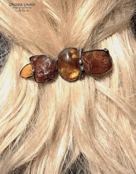 spinki i klamry do włosów Spinka do włosów z bursztynu UNIKAT ręcznie robiony prezent lux