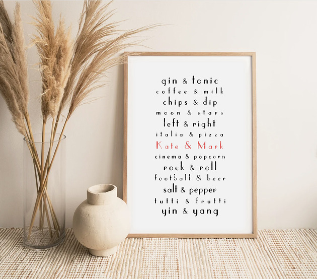 Spersonali. Plakat pary/imiona/ślub/-A3 wejustlikeprints