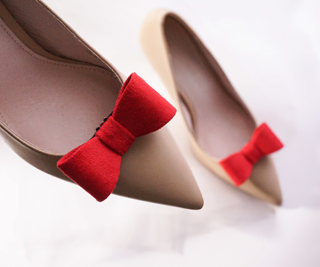 klipsy do butów Klipsy do butów Coquet-Kokardki 3D S/Red Suede