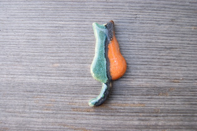 magnesy Ceramiczny magnes kot zielono rudy