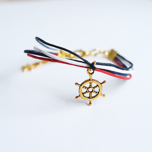 bransoletki na sznurku Bransoletka - Kotwica - sznureczki, marynarska
