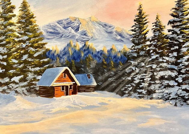 obrazy Zima - akryl na płótnie 50 x 70