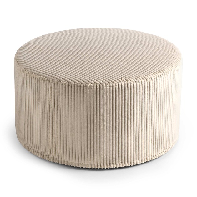 poduszki plecione Duża okrągła kremowa pufa CORD Slim 60x30