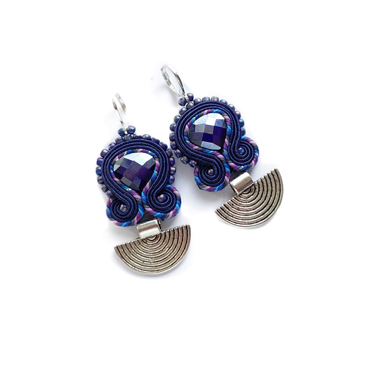 Małe etniczne kolczyki soutache Mró Soutache