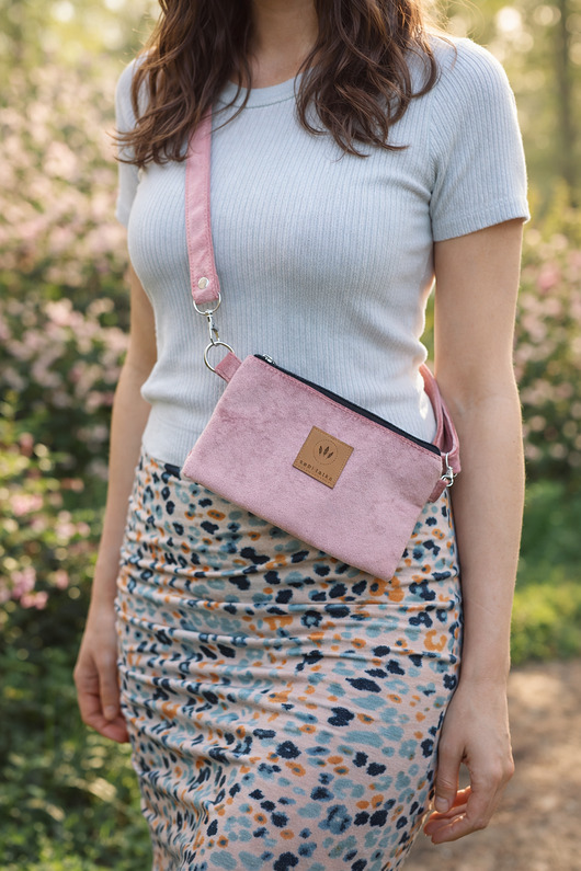 torby na ramię Mini nerka saszetka na telefon Baby Pink