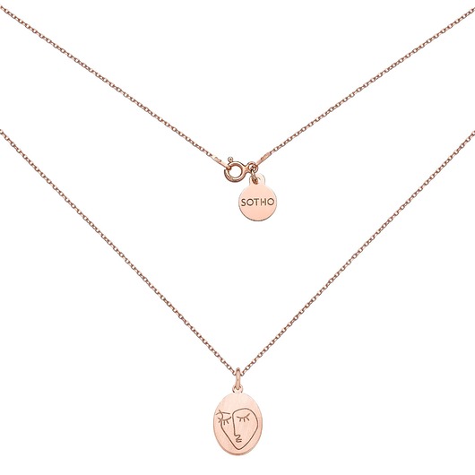 złote naszyjniki Medalion z różowego złota Face N3