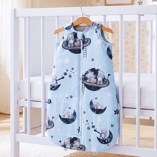 śpiwory i rożki niemowlęce BabyU, Śpiworek Letni z Regulacją Podwójny Zamek Bawełna 0.5 TOG 0-18 LUNA