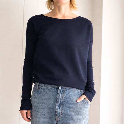 bluza bez kaptura damska Gruby Wąski rękaw Granat