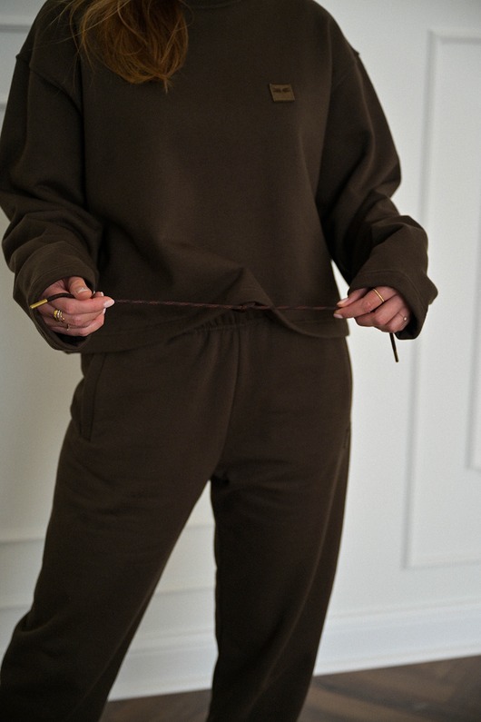 bluza bez kaptura damska Krótka bluza MOSCA chocolate
