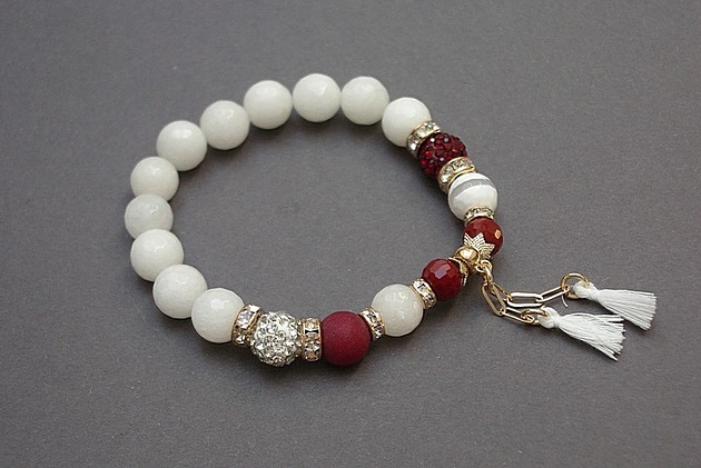 bransoletki z kamieni naturalnych Kolekcja Rich - White and red /02.06.22/