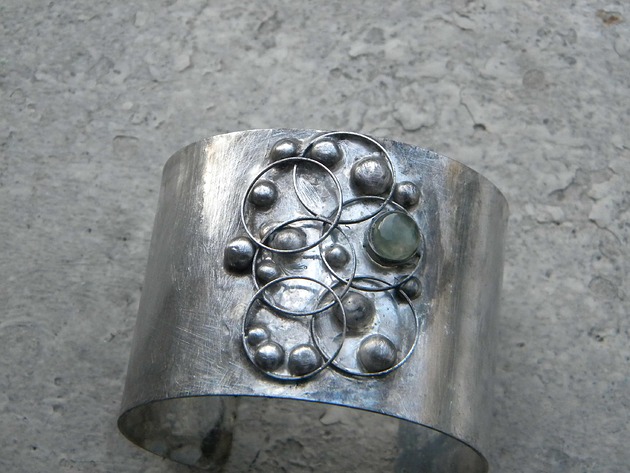 bransoletki z kamieni naturalnych Prehnit   - BRANSOLETA MANKIET  CUFF