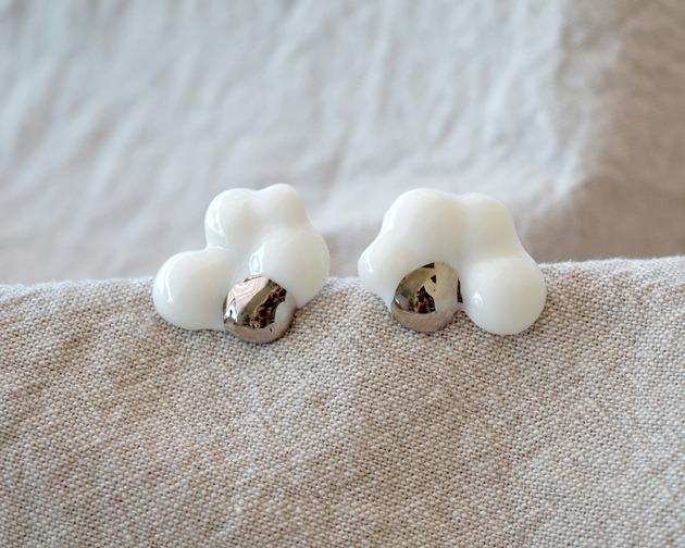 kolczyki ceramiczne Kolczyki ceramiczne Clouds Raggio di Platino Średnie