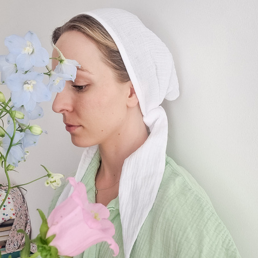 apaszki Chusta na głowę biały muślin