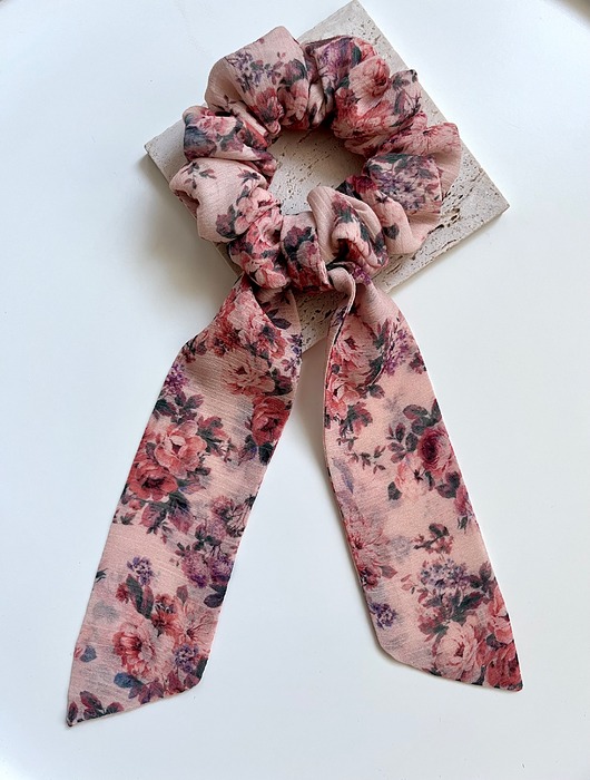 gumki do włosów Gumka do włosów Flower Scrunchie z odwiązywaną szarfą