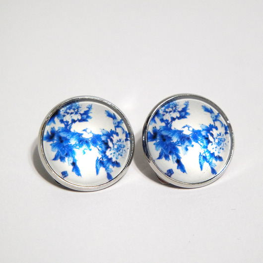 klipsy Klipsy - Niebieskie kwiaty - duże