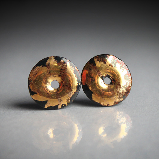 kolczyki ceramiczne DONUTS GOLD/stal chirurgiczna/