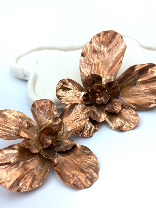 kolczyki z miedzi Miedziane Orchidee- Kolczyki Handmade