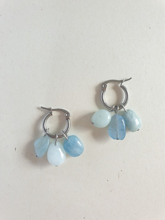 kolczyki z kamieniami Kolczyki  TRIO akwamaryn