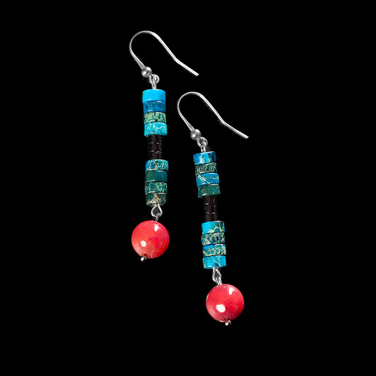 kolczyki z kamieniami Kolczyki z jaspisem, onyksem i agatem. [SK20]