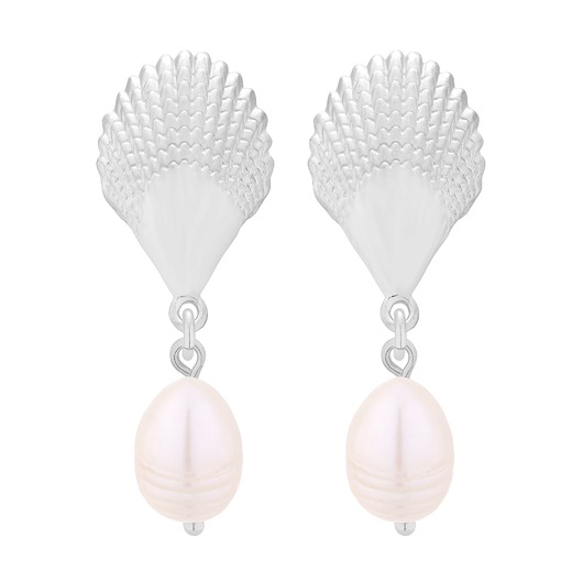 kolczyki srebrne Srebrne kolczyki z muszlami i perłami naturalnymi