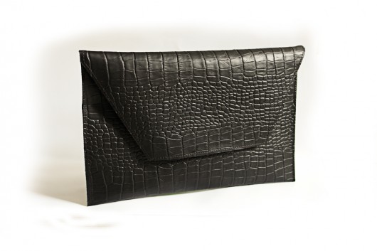 Kopertówka Large Black Croco Leather  Pansy