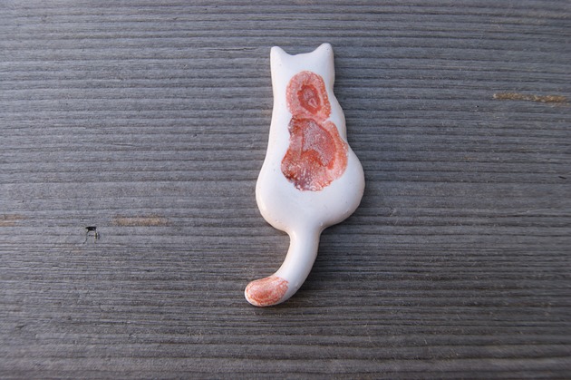 magnesy Ceramiczny magnes kot biały z rudym