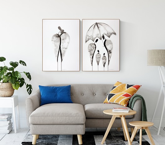 Zestaw 2 obrazów 50 x 70 cm malowany ręcznie Krystyna Siwek Art
