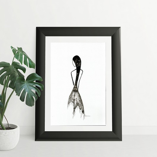 akt kobieta, grafika 30x40 cm wykonana ręcznie Krystyna Siwek Art