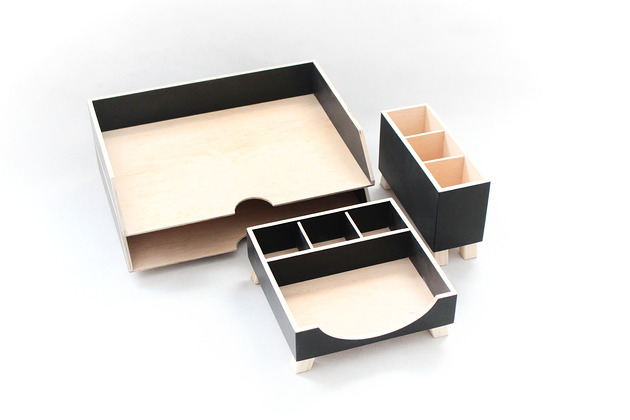 Organizer na  biurko - 4 Przyborniki na biurko Clock Wood Studio