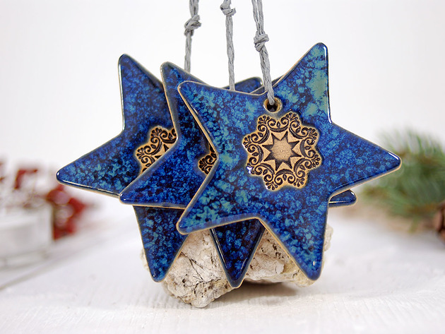 3 ceramiczne ozdoby choinkowe 10FingersArt