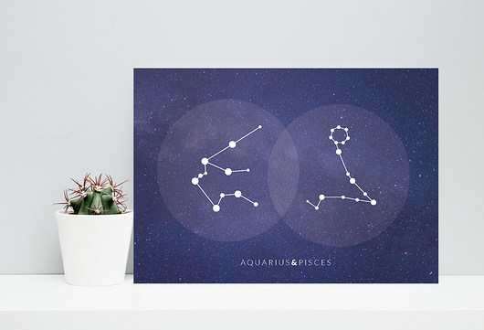 DWA ZNAKI ZODIAKU - para - A3 plakat  PLAKATY GEOMETRYCZNE