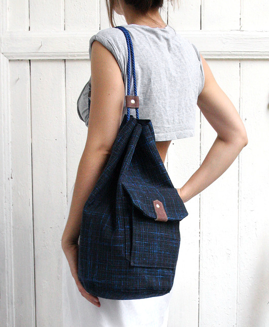  worek plecak - black&navy blue&turquoise - elfagado