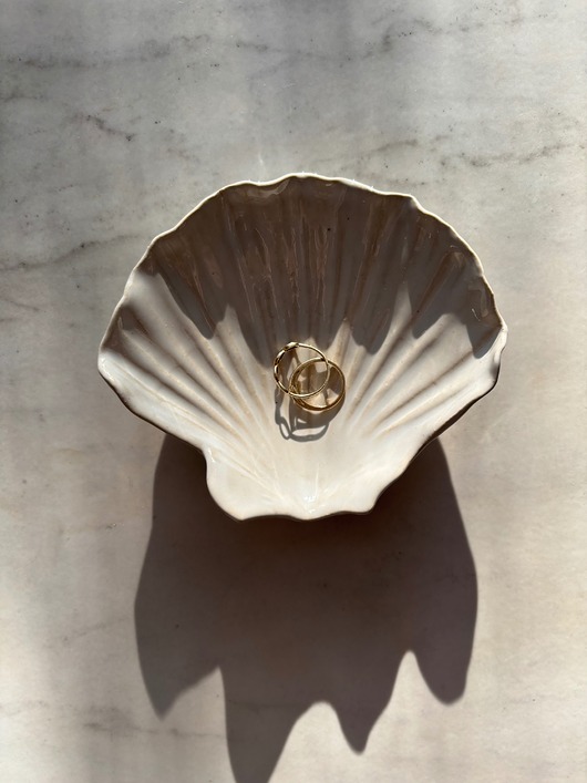 pojemniki na biżuterię Handmade Muszelka na Biżuterię Ceramiczna Pearl White