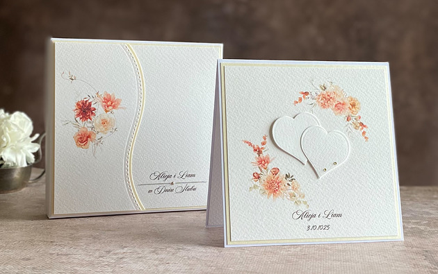 zaproszenia i kartki na ślub Elegancka kartka ślubna w pudełku z kopertą na prezent - WEDDING CHARM, WA 51