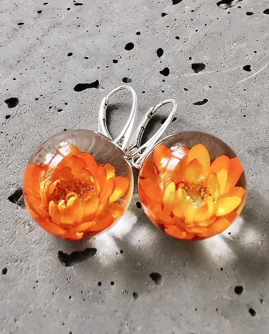Kolczyki srebrne z egzotyczną gliksją Grol Jewellery