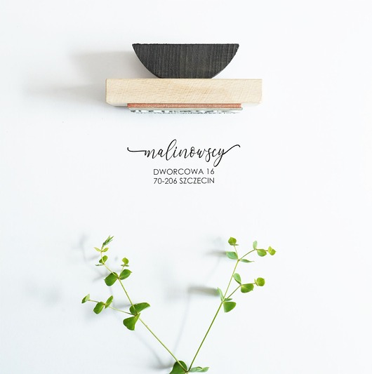 stemple Personalizowany drewniany stempel z adresem - kaligraficzny