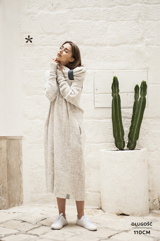 swetry damskie  SUKIENKA - SWETROWA - MELANŻ PIEPRZ SÓL- Nubee