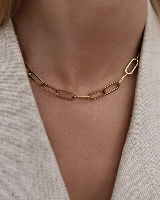 złote naszyjniki Złoty naszyjnik z dużymi ogniwami ze stali szlachetnej Paraiso Aegea